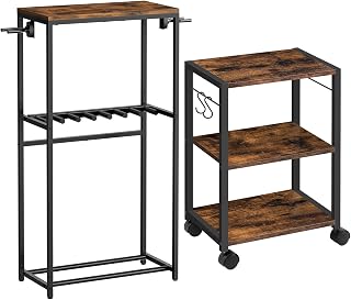 MAHANCRIS Guitar Stand and Printer Stand Bundle, Guitar Amp Accessories for Home Music Studio, Heavy Duty Printer Table with Wheels for Home and Office, GSHR6701-PTHR4001Z