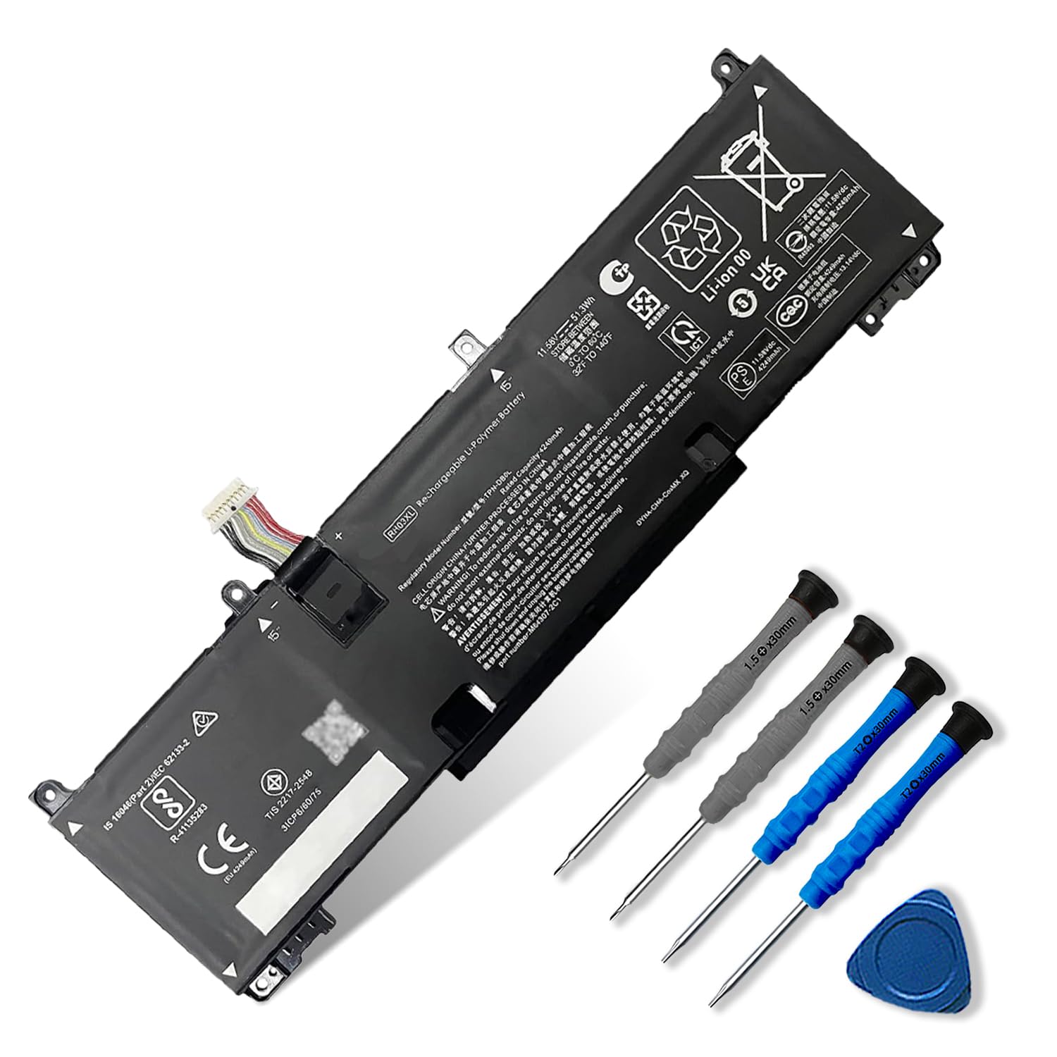 51.3Wh RH03XL Laptop Battery Replacement for HP Probook 440 445 450 455 460 465 G9 G10 G11 Series EliteBook 640 650 655 G9 G10 Series HSTNN-LB9D M75017-AC1 11.58V 4249mAh