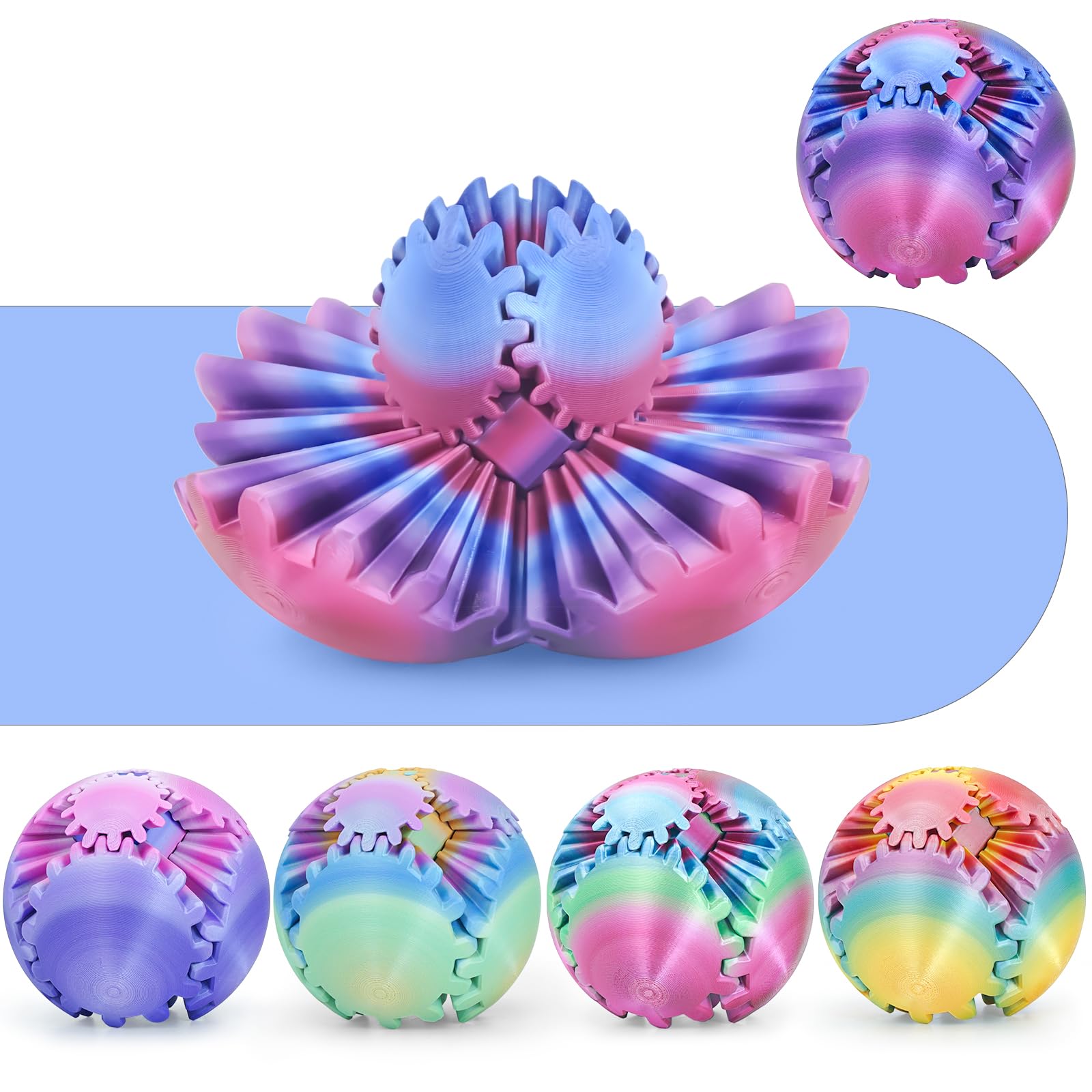 Gear Ball 3D Printed Fidget Toys for Adults Kids,Stress Relief Gear Sphere Spin Cube Gearsphere Anxiety Relieving Desk Toy,Gifts for Easter Birthday (