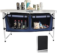 CampField Folding Aluminum Camping Table with Adjustable Legs - Portable 47" x 18.5" for Beach, BBQ, Picnic & Outdoor Adventures