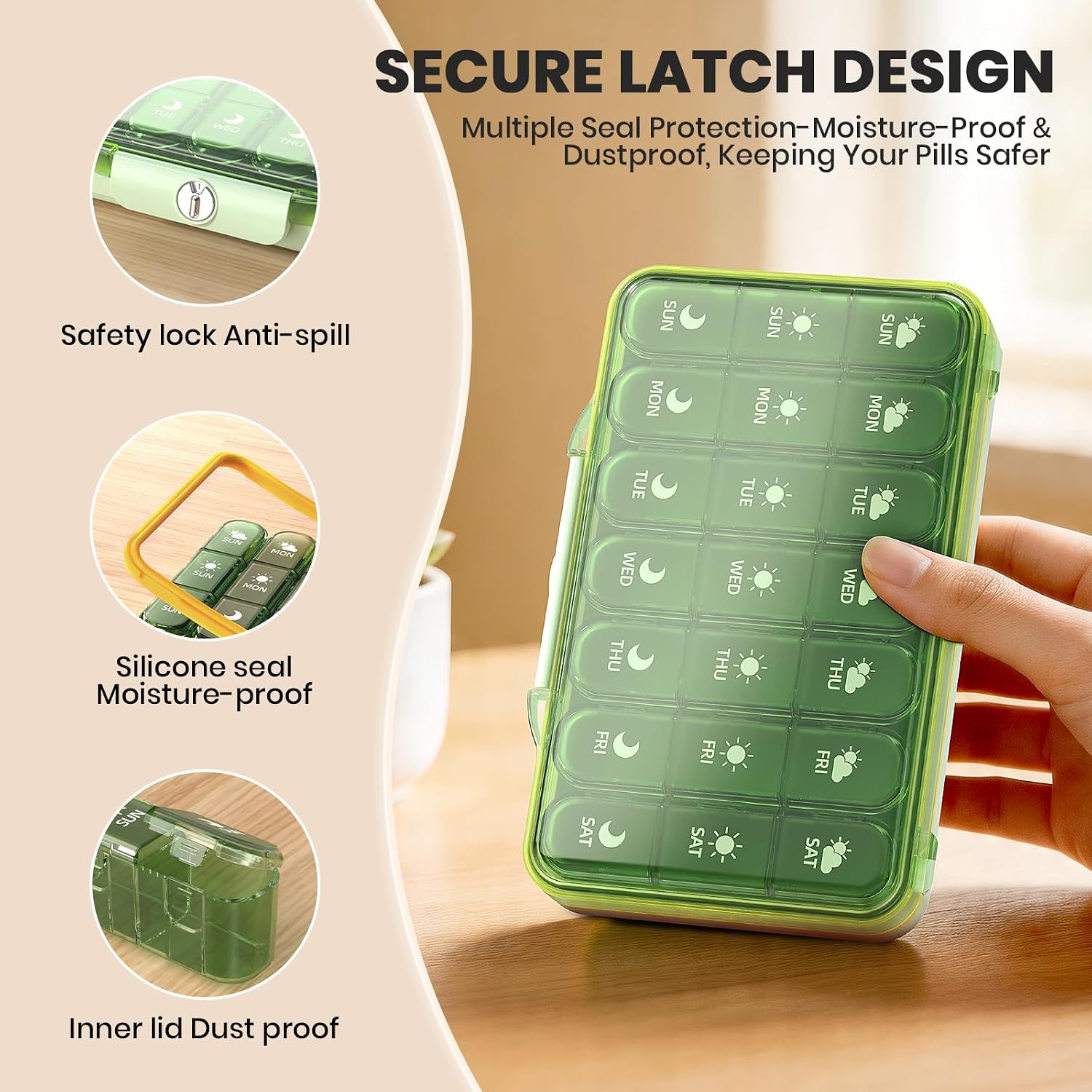 Weekly Pill Organizer 3 Times a Day, 7 Day Detachable Travel Case image 3