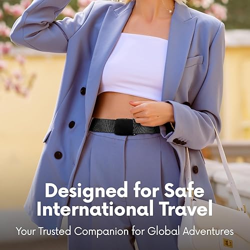 Miniatura 4 de SP HOME GOODS Cinturón de dinero de viaje con bolsillo oculto para dinero, nailon militar táctico para hombre con hebilla de aleación de zinc- negro