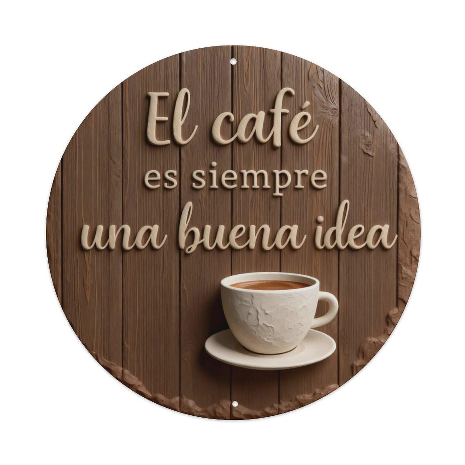 Zlatcbu Vintage Wooden Background Coffee Cup Text Metal Tin Sign Retro Wall Art Poster, Decor For Home Living Room Bar Cafe Garage, 8X8 Inch