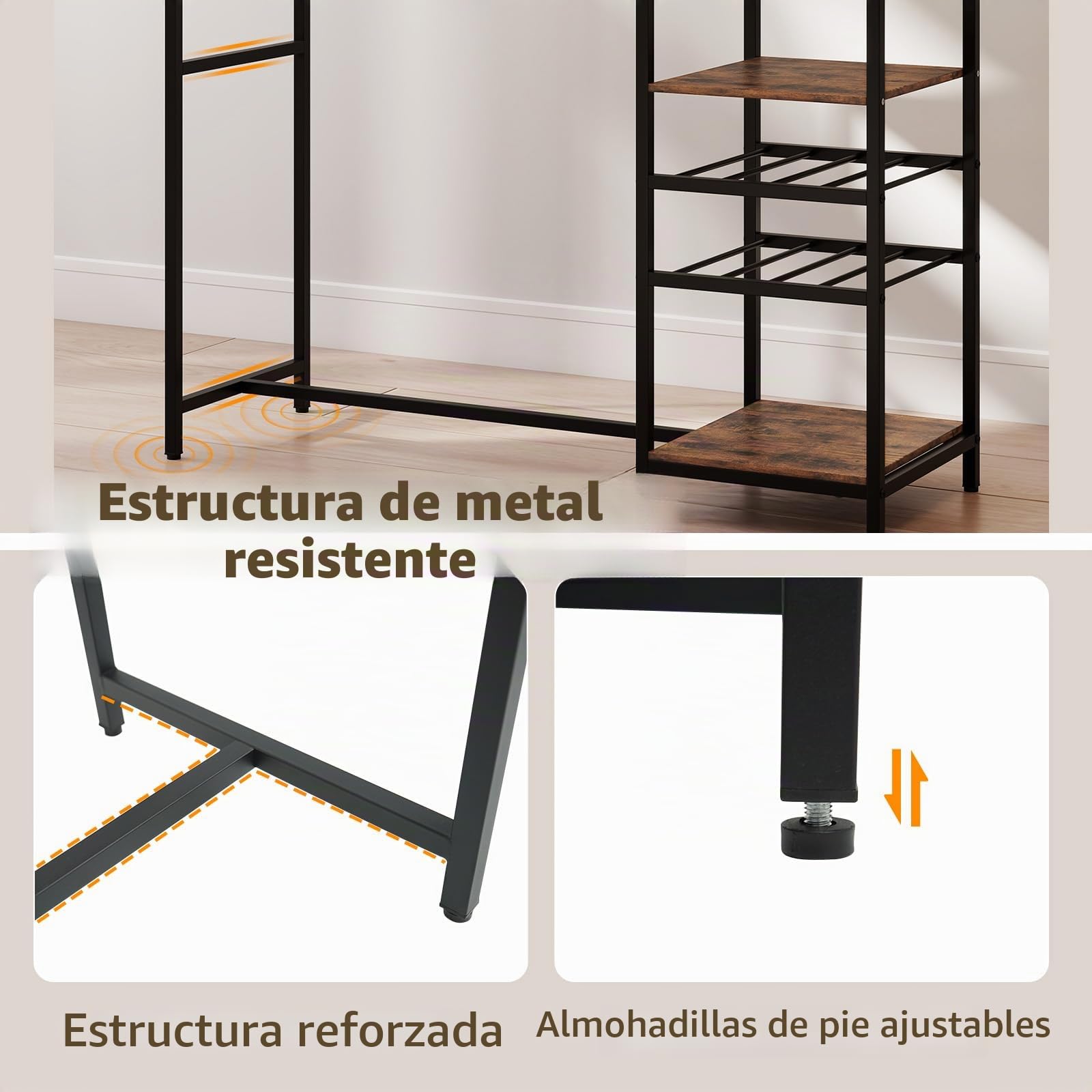 LIFEZEAL Mesa de Bar de 5 Niveles, Mesa Alta Cocina con Amplia Superficie， Mueble de Almacenamiento con Estantes Abiertos y 2 Portavasos Debajo de la Bandeja, Estructura de Metal Sólida