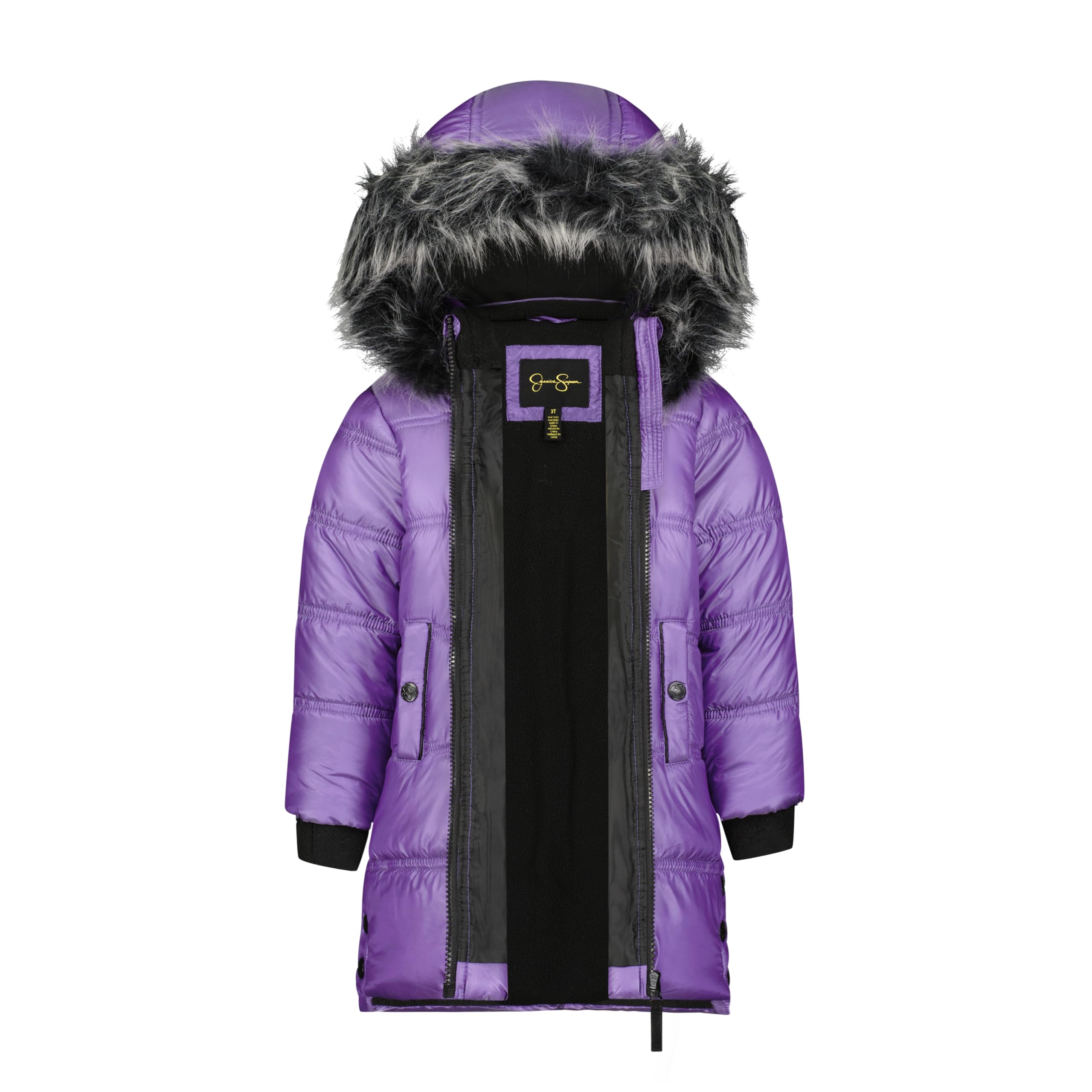 Jessica Simpson Mid-Length Heavyweight Puffer Jacket with Faux Fur Hood Winter Coat Giacca Bambine e Ragazze