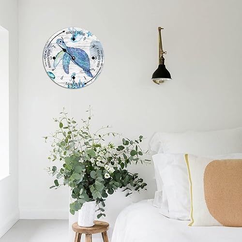 Miniatura 3 de ENEDNATE Ocean Life - Reloj de madera con diseño de marea de la costa este de la costa este, hora del océano, reloj de madera náutico con luna,