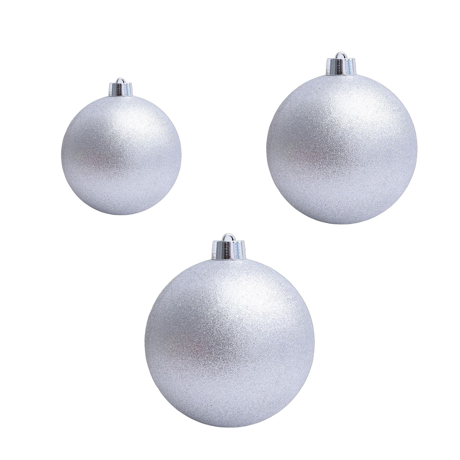 Générique Boules de Noël à Suspendre en Argent Scintillant 25, 30, 40 cm pour décoration d ' Arbre, plastomère Scintillant, Installation Simple Fine et permanente pour Les fêtes de Fin d ' année