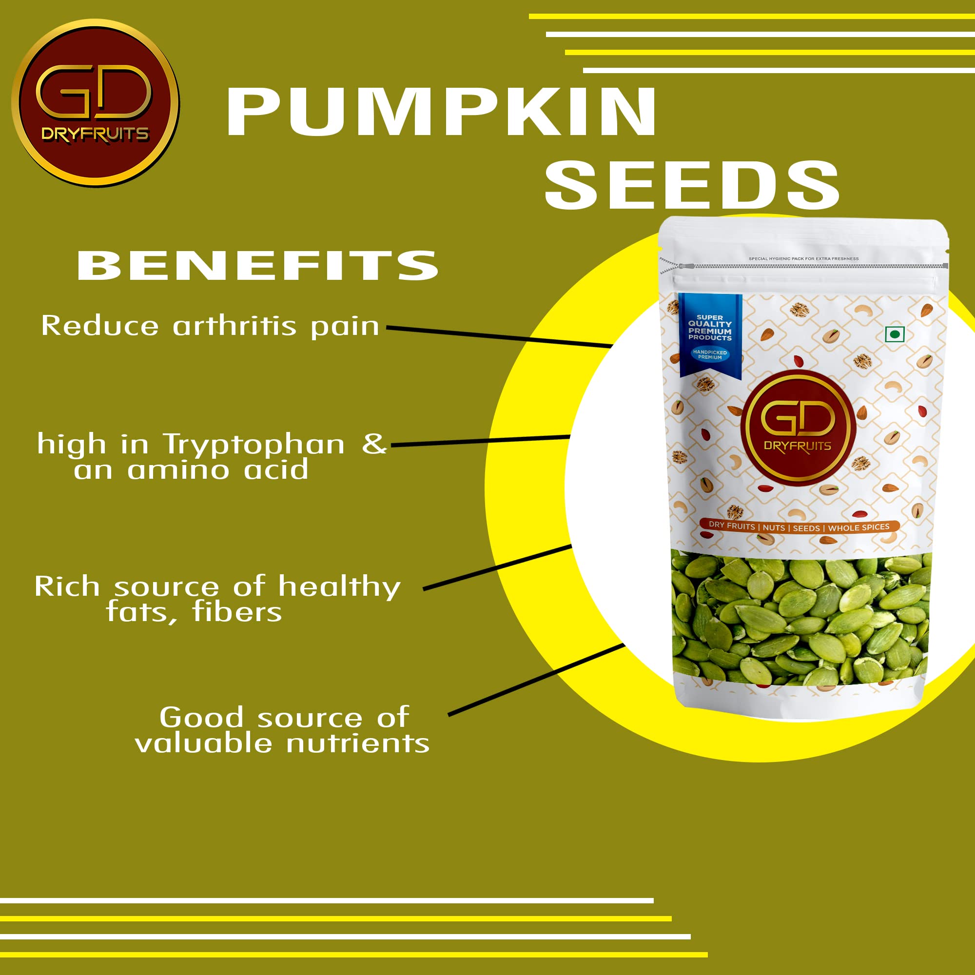GD Dryfruit Pumpkin Seeds 900 Gm 2