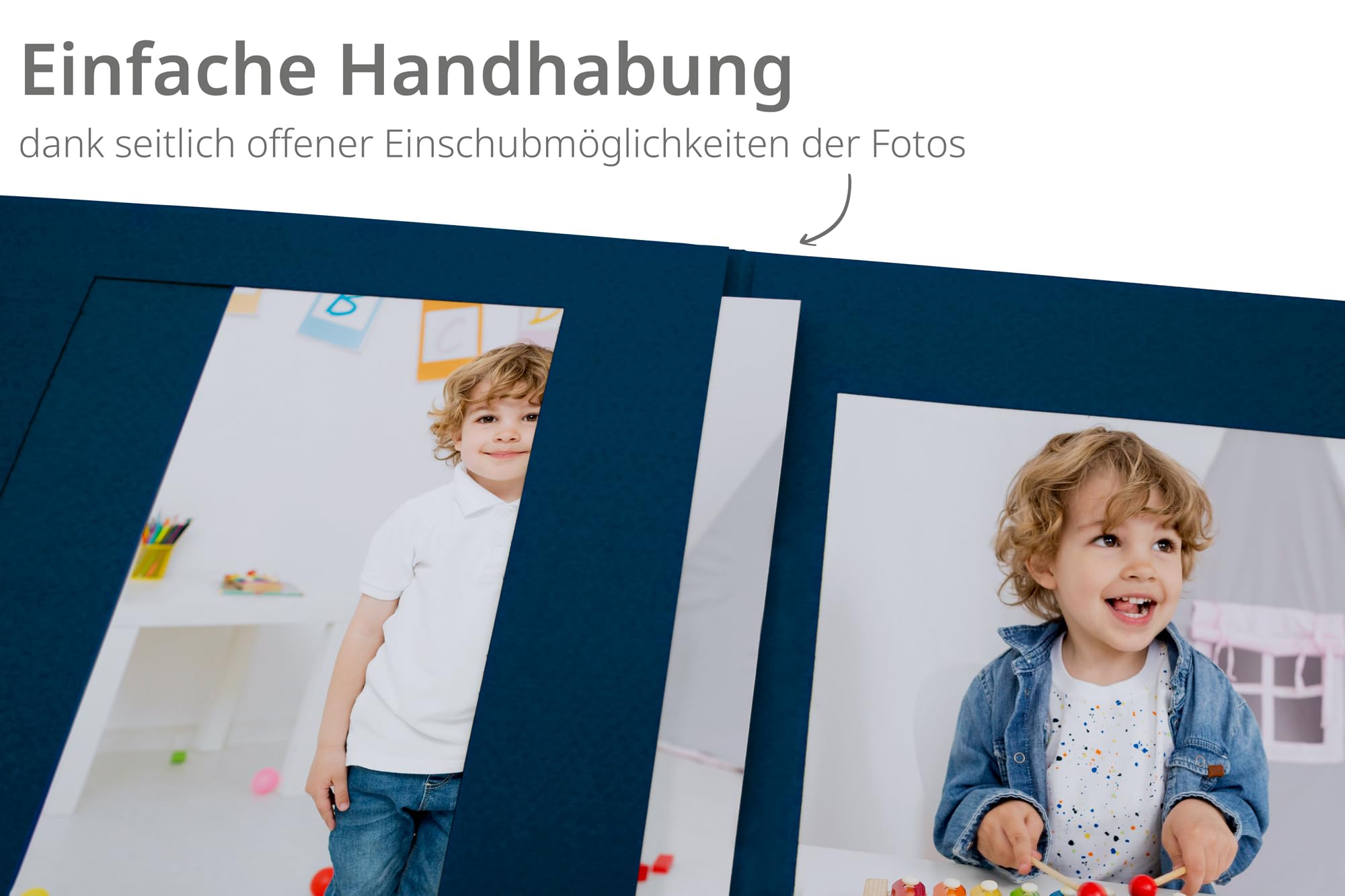 25 Fotomappen für Fotografen – 3-teilig, für Bilder im Format 13x18 cm – Hochwertiger Karton, 270 g/m², ideal für Hochformat & Querformat – Einsteck-Langtasche inklusive (Blau)