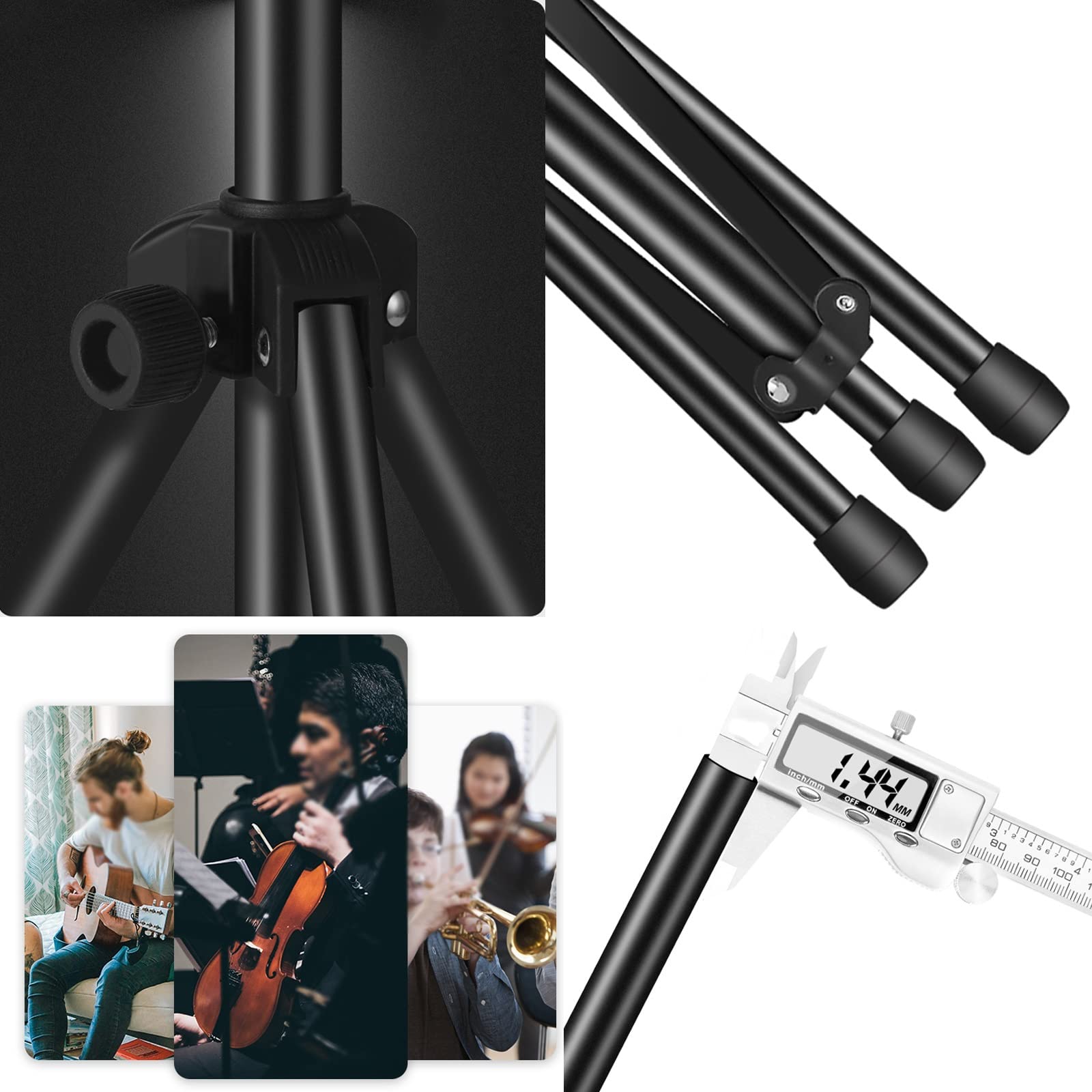 HJXGQJM Atril De Música De Metal,Atril for Partitura Plegable Portátil Musica Metalico Soporte De Ajustables con Bolsa De Transporte,para Tocar Instrumental, Tocar,Negro(Black and Yellow)