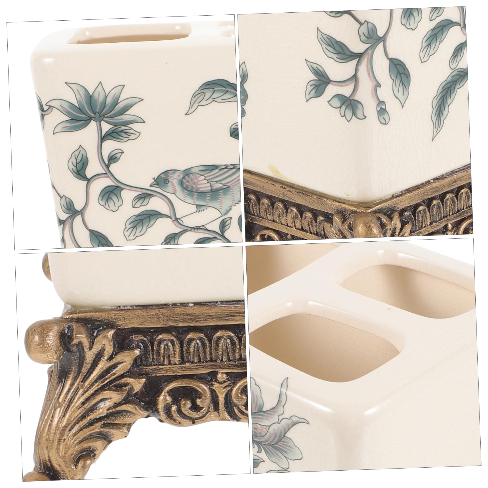 Garneck Keramik Zahnbürstenhalter mit Multifunktionalem Design für Kleines Badezimmer Vintage Stil Zahnputzbecher für Küche und Bad