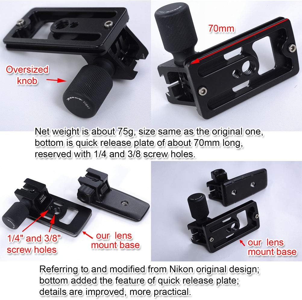 iShoot Tripod Mount Ring Replacement Foot Lens Collar Support Base for Nikon AF-S 70-200mm f/2.8E FL ED VR Nikkor Lens with Arca-Swiss Type Quick Release Plate Clamp fit Ball Head