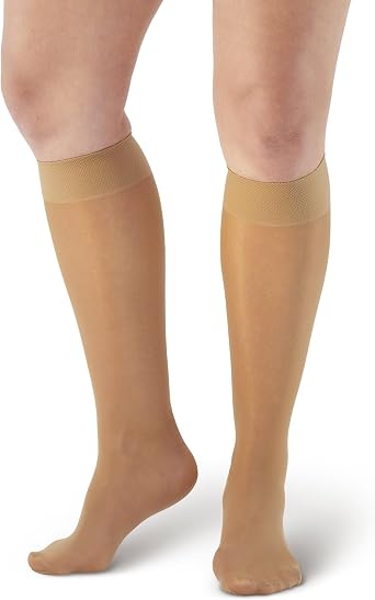 Ames Walker AW Style 76 Soft Sheer 8-15 mmHg Mild Compression Knee High Stockings