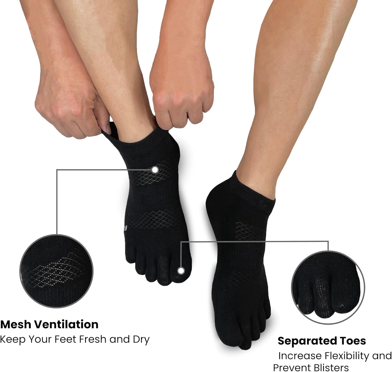 Cushion Running Toe Socks Athletic Five Finger Socks Ankle Toe Socks for Men and Women No Blister - Image 2