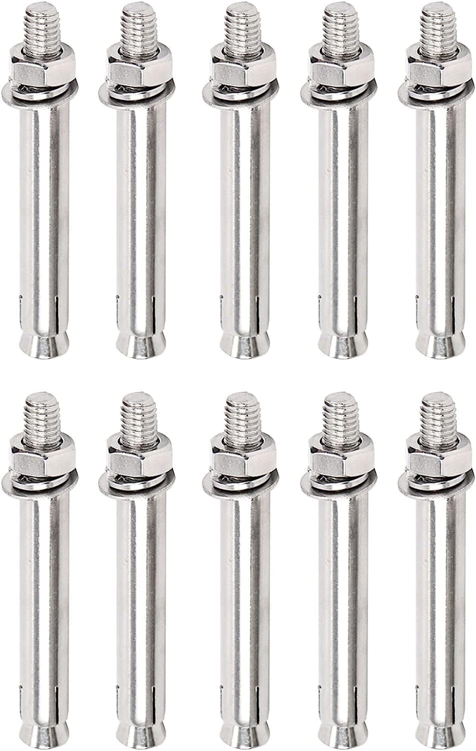Expansion Screws,10 Pcs M6×50mmM6×150mm 304 Stainless Steel Expansion Bolt External Hex