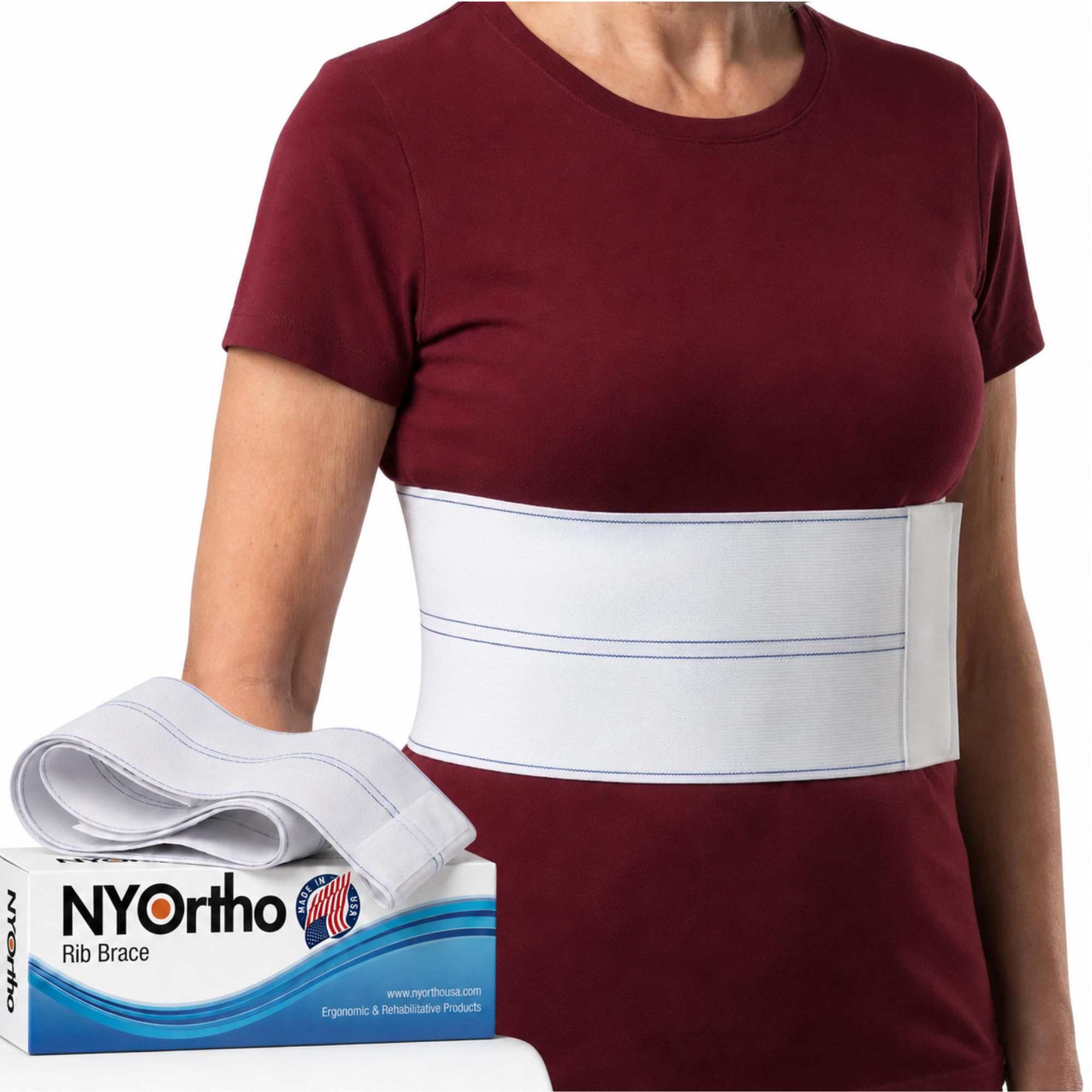NYOrtho Soporte de costilla para mujer, envoltura de compresión de pecho para costillas, se adapta a 35 a 45 pulgadas, alivio de costillas rotas, banda de soporte de pecho, protector de costillas para