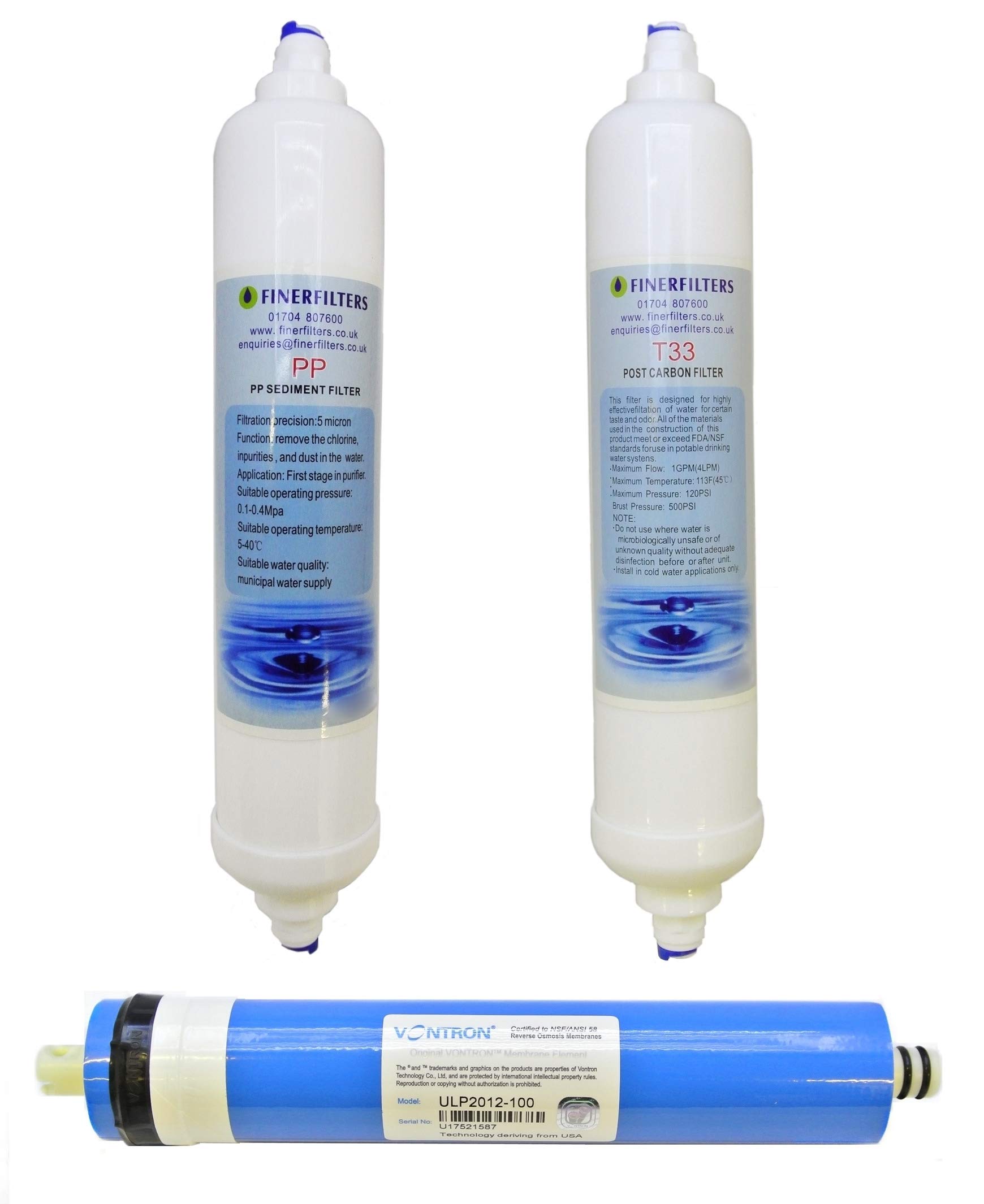 Finerfilters Umkehrosmose-Wasserfiltersystem für Aquarien, 3 Stufen, Tropische Fische, Marine und Diskus, erhältlich mit 50,75 oder 100 GPD-Membran (100 GPD)