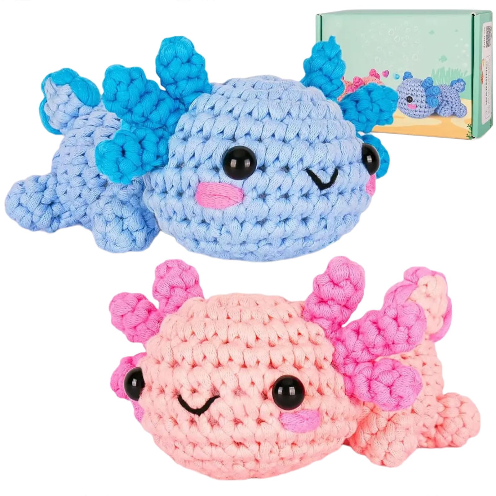 LEADSDGE Crochet Kits for Kid Adult Crochet Dragon Kits with Yarn Crochet Hook Step-by-Step Instruction Eyes