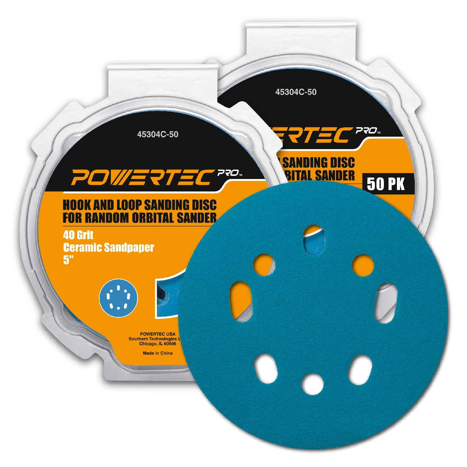 POWERTEC Sanding Discs - 50 Pack 80 Grit -18 POWERTEC Sanding Discs - 50 Pack 80 Grit -18