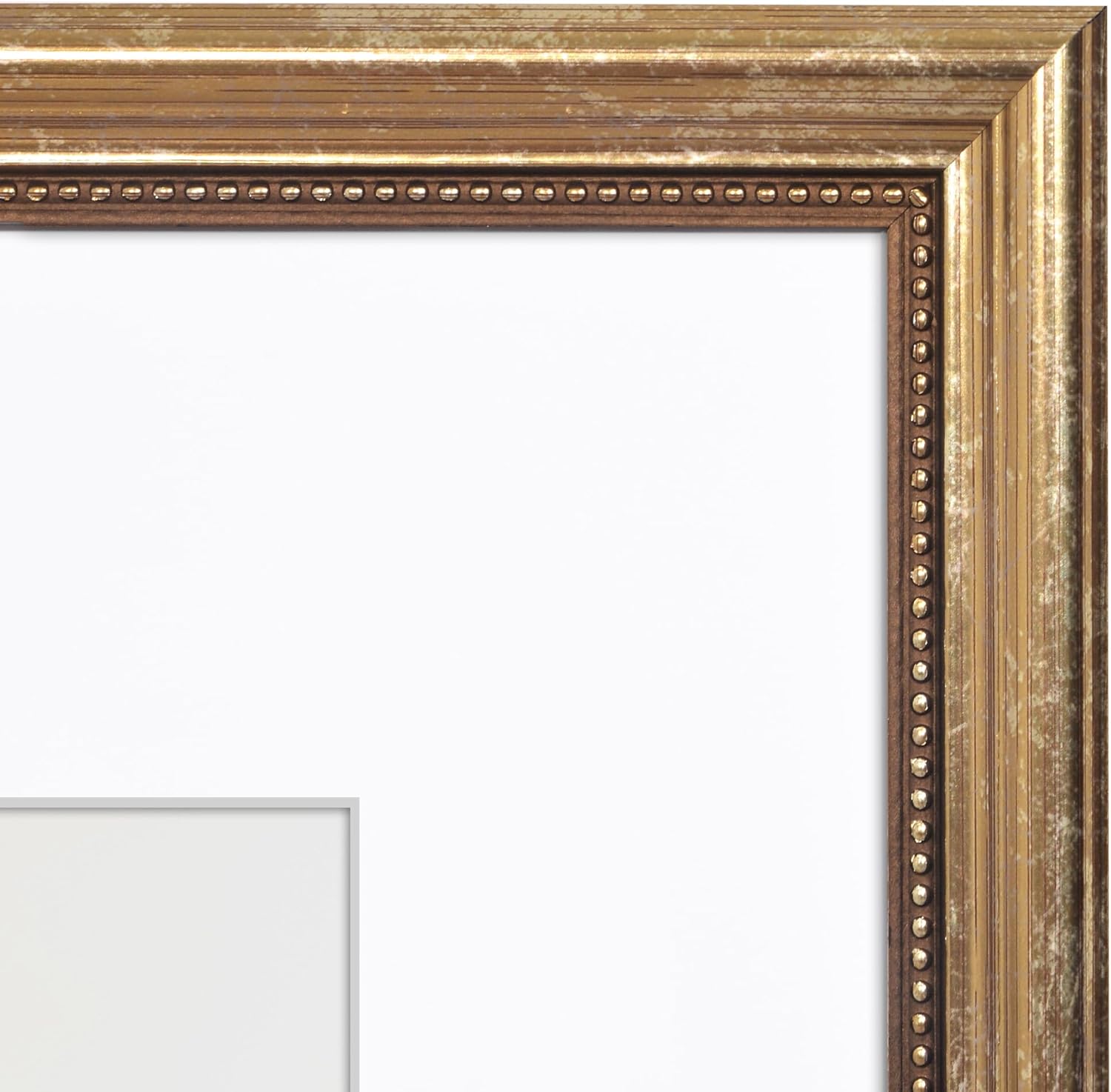 Americanflat Vintage Frames - 16x20 Picture Frame with Beaded Accents and Polished Plexiglass - Use as 11x14 Frame or Display 16x20 Photos Without Mat - Heirloom Collection - Wall Display - Gold
