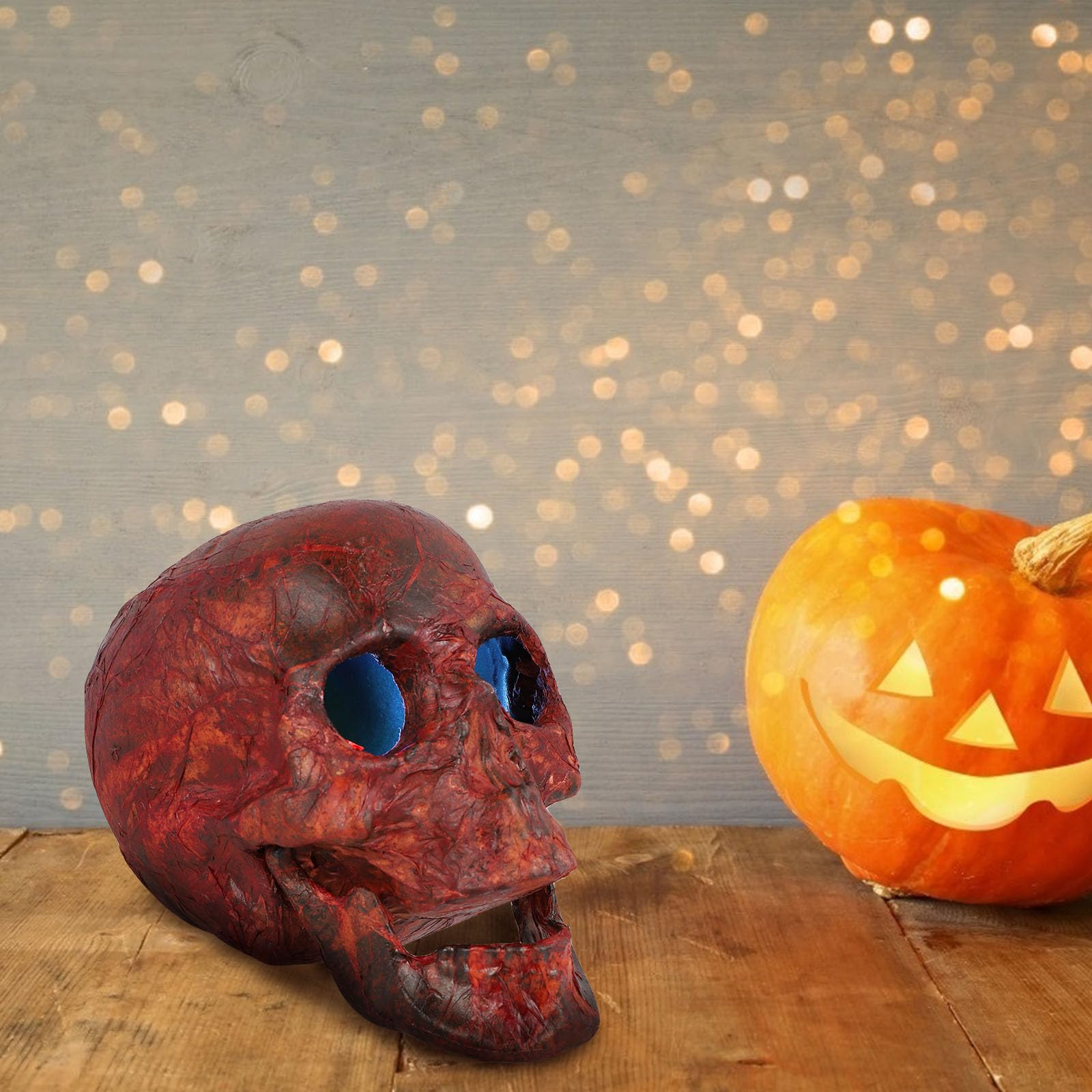 OSALADI 2 Pezzi Decorazione da Tavolo Halloween Teschio in Plastica Rossa Stile Horror Facile da Usare e Combinare per Addobbi Casa e Feste a Tema Halloween