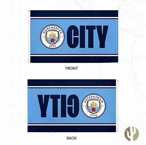 Miniatura 2 de Manchester City Flag Man City MCFC Fútbol Premier League 100% poliéster interior exterior 3 x 5 pies Baner (bandera C)