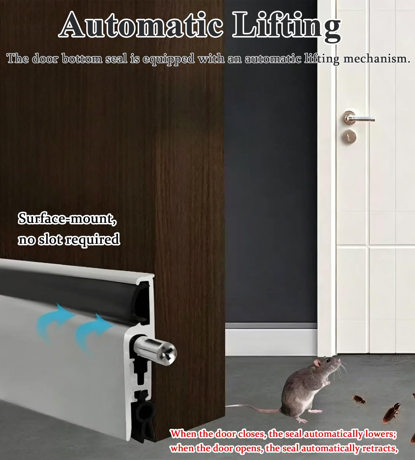 Burlete Automatico Puertas Burlete para Puerta Montaje en Superficie