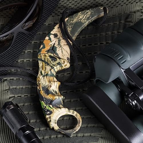 Miniatura 7 de Paquete de 2 artículos cuchillo de karambit, cuchillo de hoja fija Karambit, cuchillos de karambit, cuchillos de garra CSGO Raptor con mango de