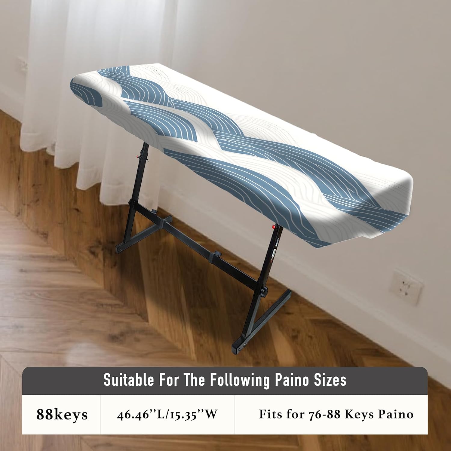 Nuxovilar Wave Piano Cover Elastic Milk Silk 88 Key image 3