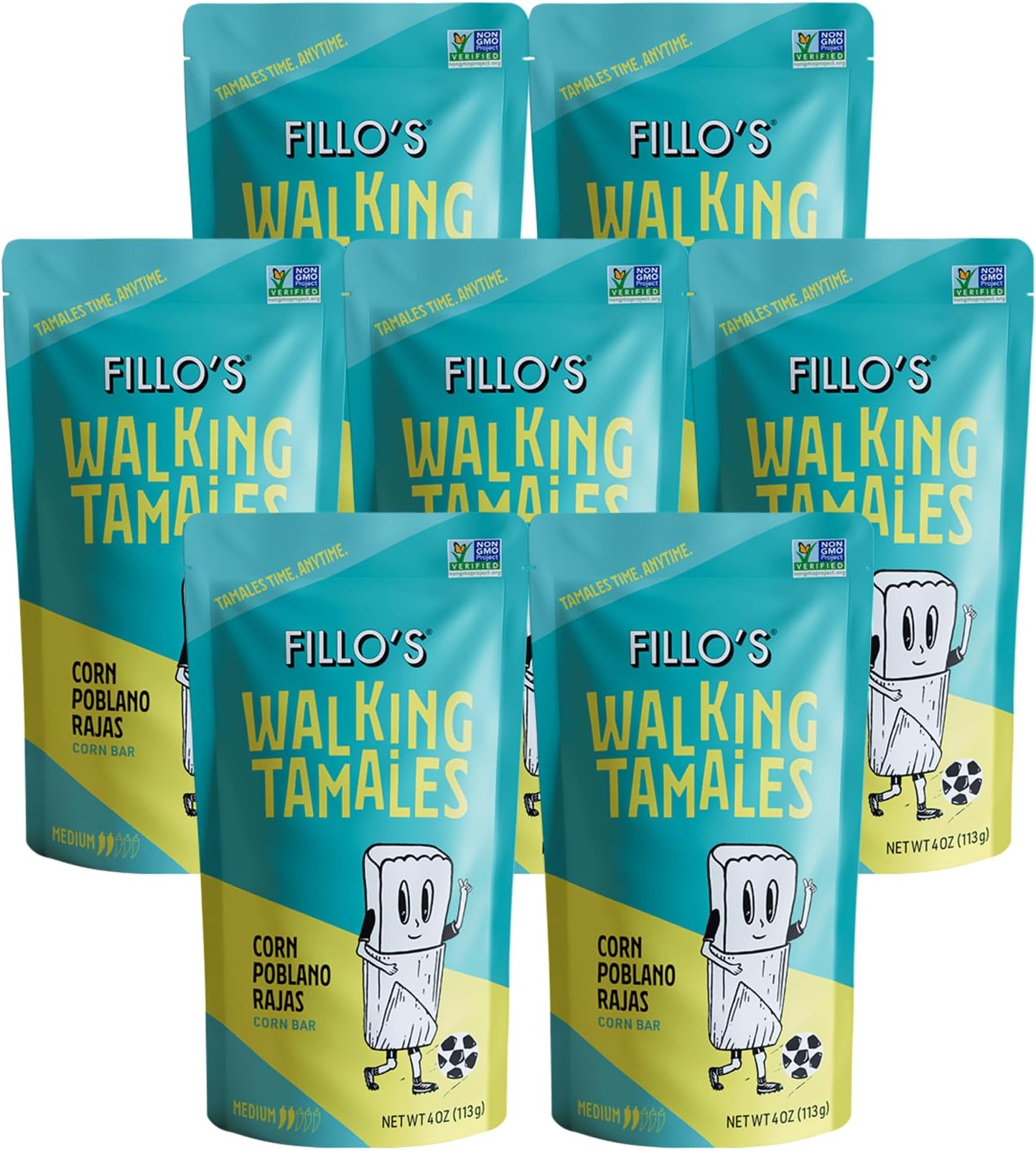Fillo’s Tamales (7 Pack) – Ready-to-Eat Shelf Stable Mexican Tamales, Microwave Meal, Gluten-Free, Vegan, Non-GMO – Corn Poblano Rajas