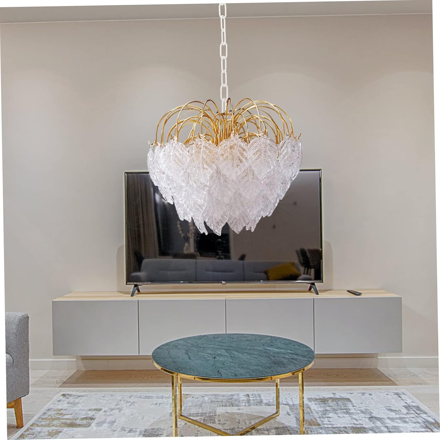 MERRYHAPY 1pc Hanging Light Chain Accessory Iron Art Chandelier Chain for Crystal Lamps Round Hook White Easy to Install and Design for Home Decor