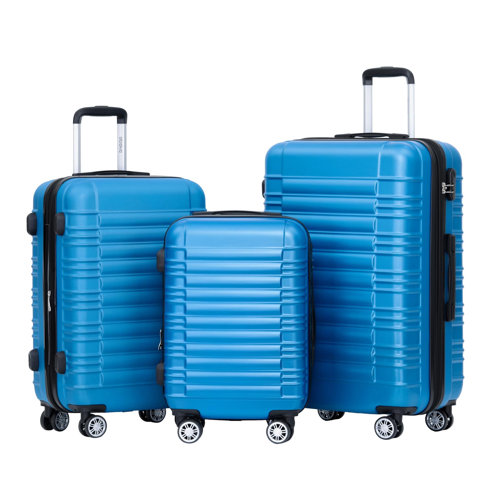 BEIBYE 2088 Hartschalenkoffer aus ABS mit 4 Zwillingsrollen, Reisekoffer Trolley mit Zahlenschloss und Teleskopgriff, Erweiterbarer Koffer M L XL oder Kofferset, Handgepäck 55 cm