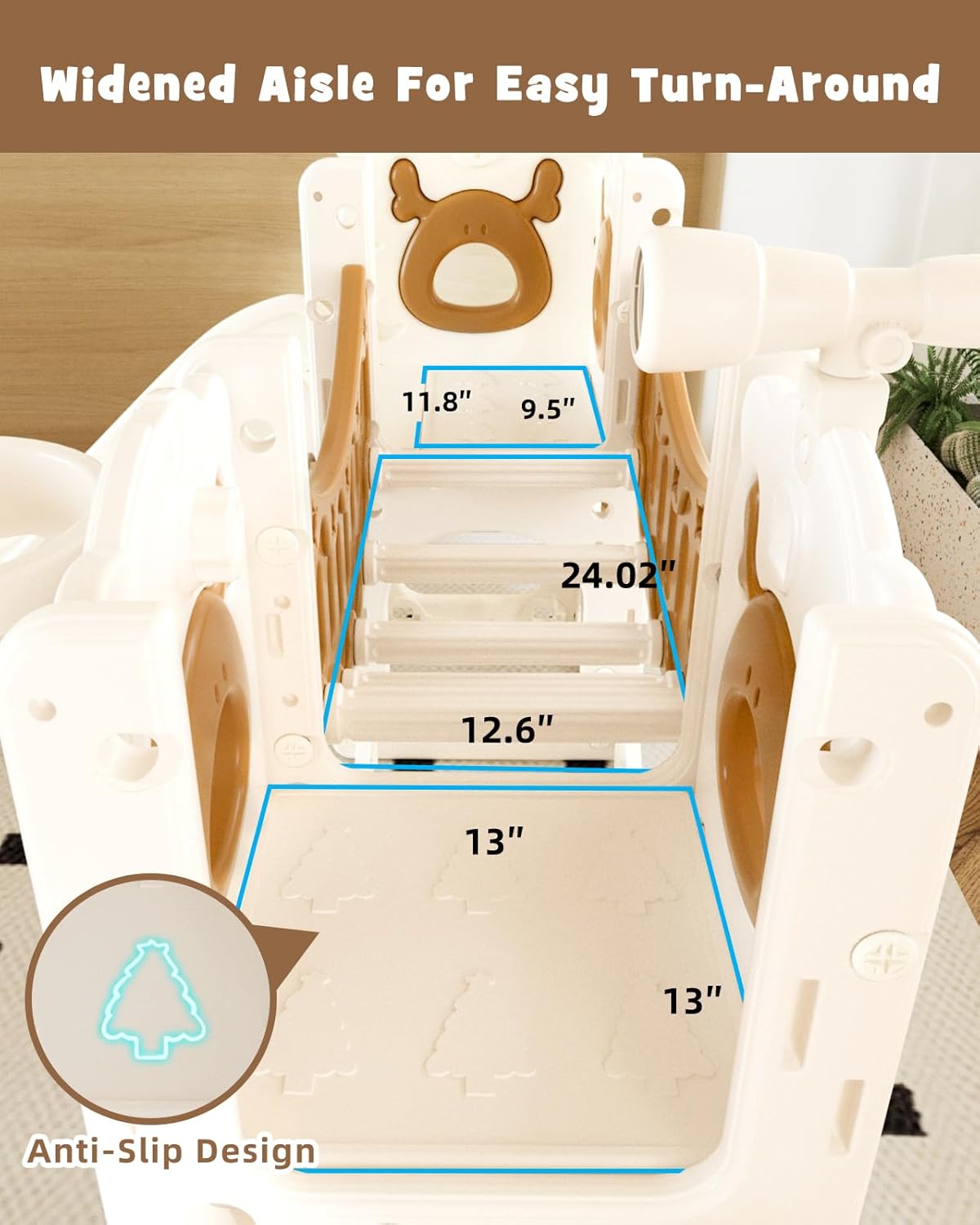 XJD Toddler Slide,11 in 1 Kids Slide for 1-3, Toddler Climbing Toys,New Upgrade with Golf Set, Basketball Hoop for Indoor Outdoor Playset (Brown White)