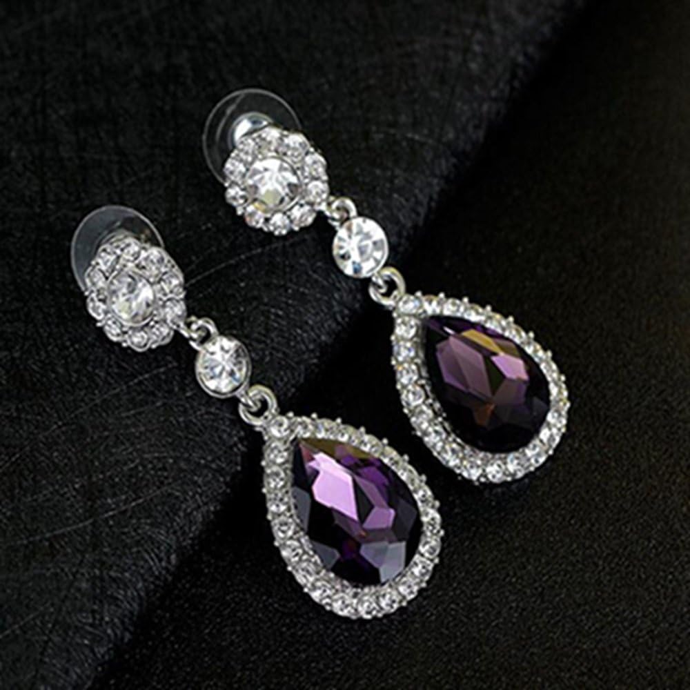 Gorgeous Austrian Crystal Rhinestone Wedding Bridal Teardrop Drop Dangle Earrings - Image 2