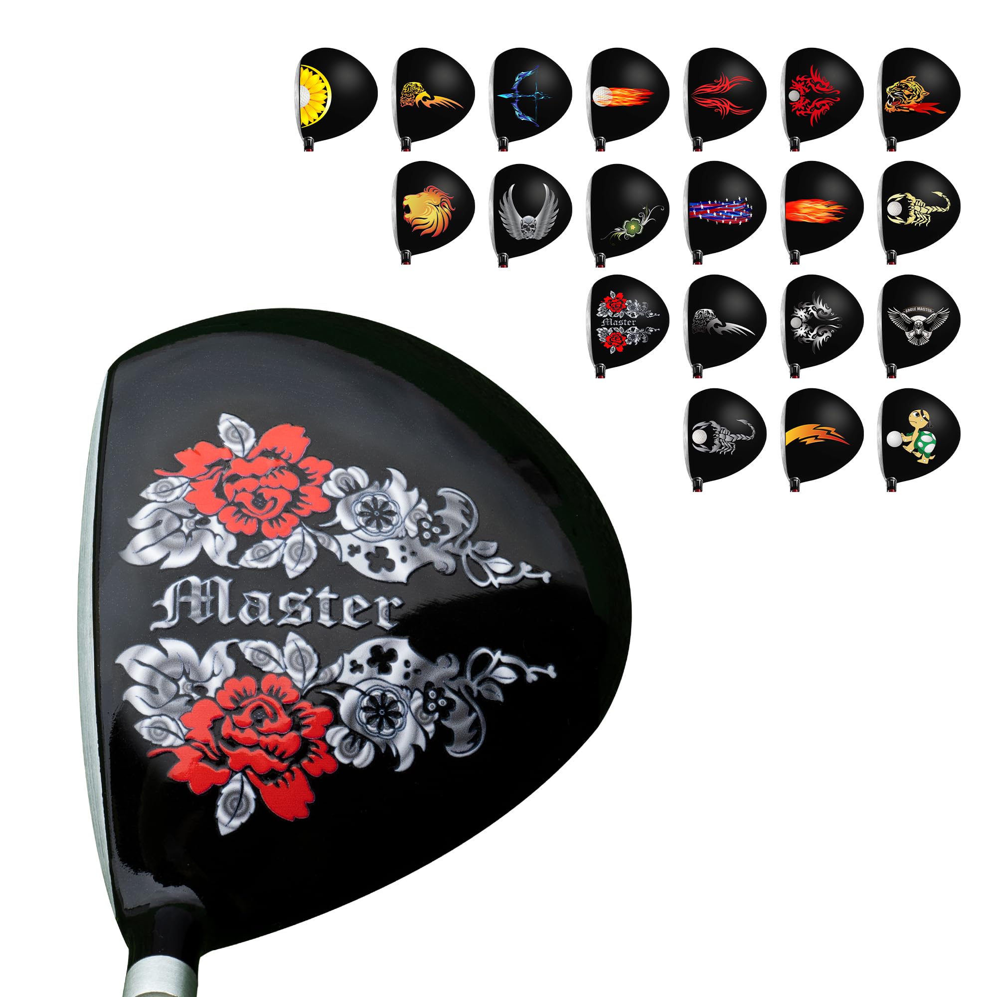 SANDIAN Golf Driver & Fairway Wood Head Wraps UV DTF Rub-On Transfer Decals, Peel Off Stickers, Instant Transfer, All Weather Resistant, 4 pcs Pack (Master)