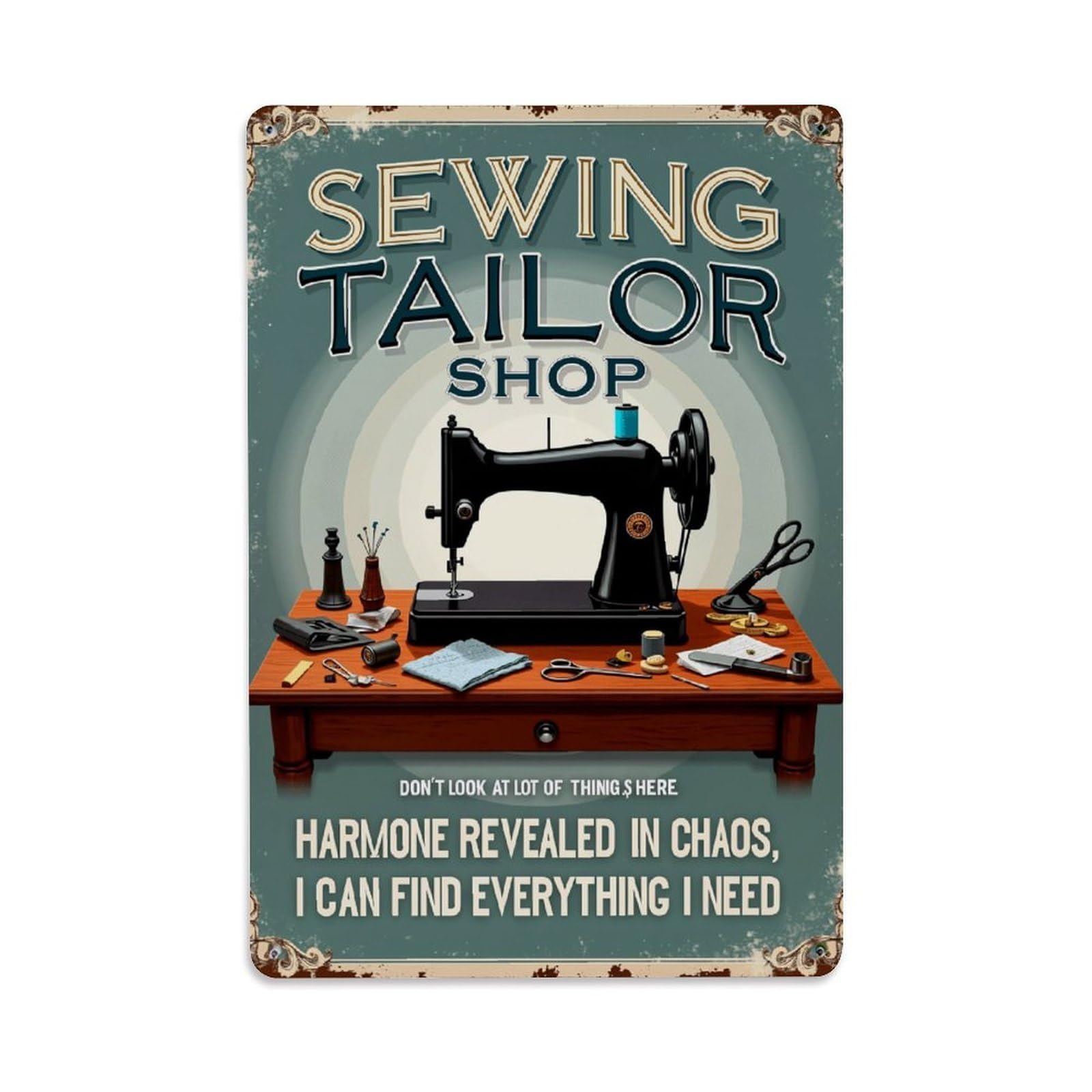Nestemfo Vintage Sewing Tailor Shop Poster Tin Sign Metal Sign, Living Room,Bar, Home, Bedroom Wall Decor,Retro Metal Poster 8X12 Inches
