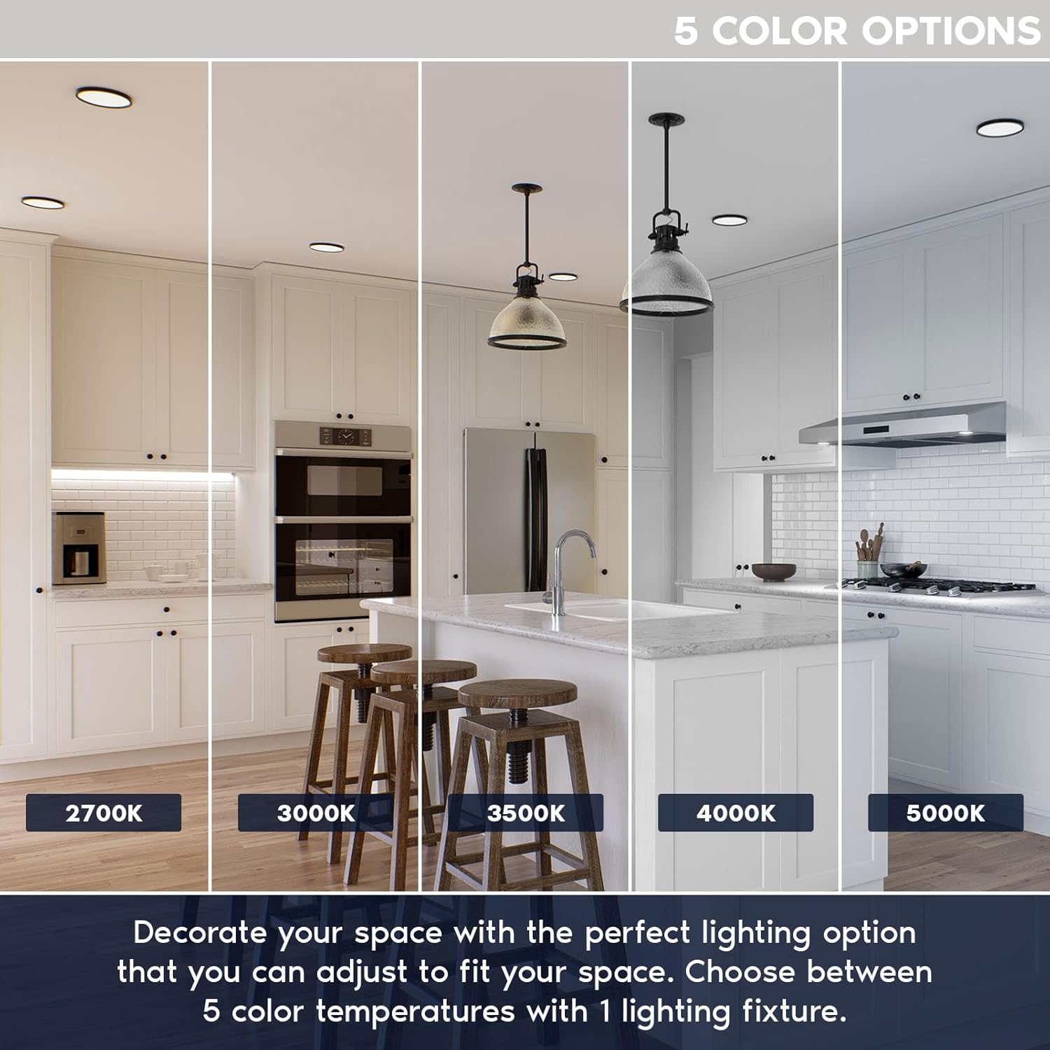 LUXRITE Slim 9 Inch LED Flush Mount Ceiling Light, 18W 1200LM, 5CCT 2700K 3000K 3500K 4000K 5000K, Dimmable LED Ceiling Light, Wet Rated, Energy Star, ETL Listed - Black (2 Pack)