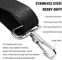 Vista 3 de RUSON Paquete de 2 correas ajustables para la parte superior de barco Bimini con gancho a presión de doble extremo, correas resistentes para toldo