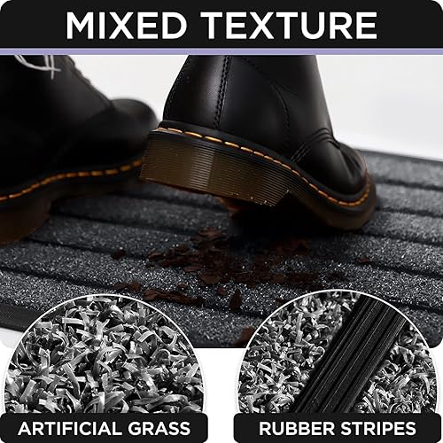 Miniatura 6 de ubdyo Paquete de 2 tapetes resistentes para puerta de entrada al aire libre, tapetes para atrapar la suciedad fangosa, tapetes para puerta delantera