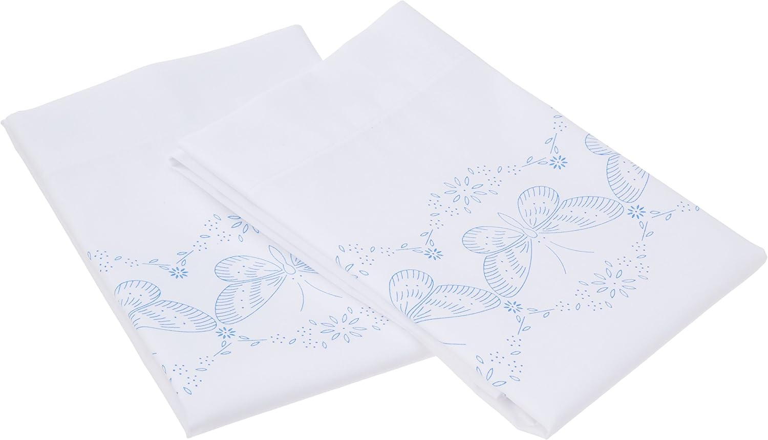 Bucilla Stamped Embroidery Pillow Case Pair, 20 by 30-Inch, 45076 Butterflies in Flight, Standard