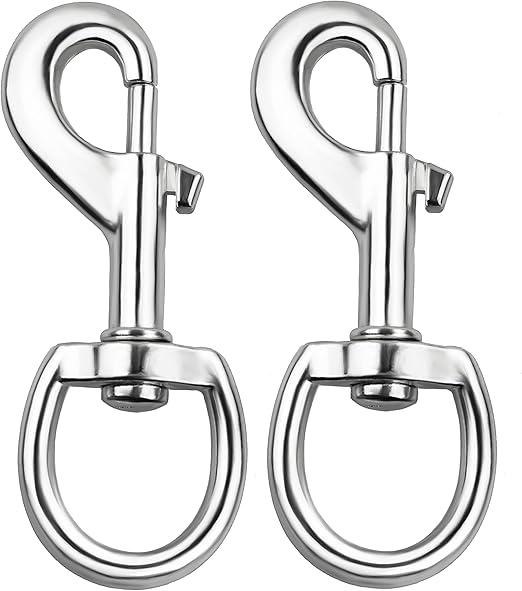 3.5 Inch Flag Swivel Snap Hooks, 2 Pack Flag Clips for Flagpole Rope Heavy Duty Alloy Diving Clips Spring Hooks for Dog leashes, Boat Ropes, Keychains