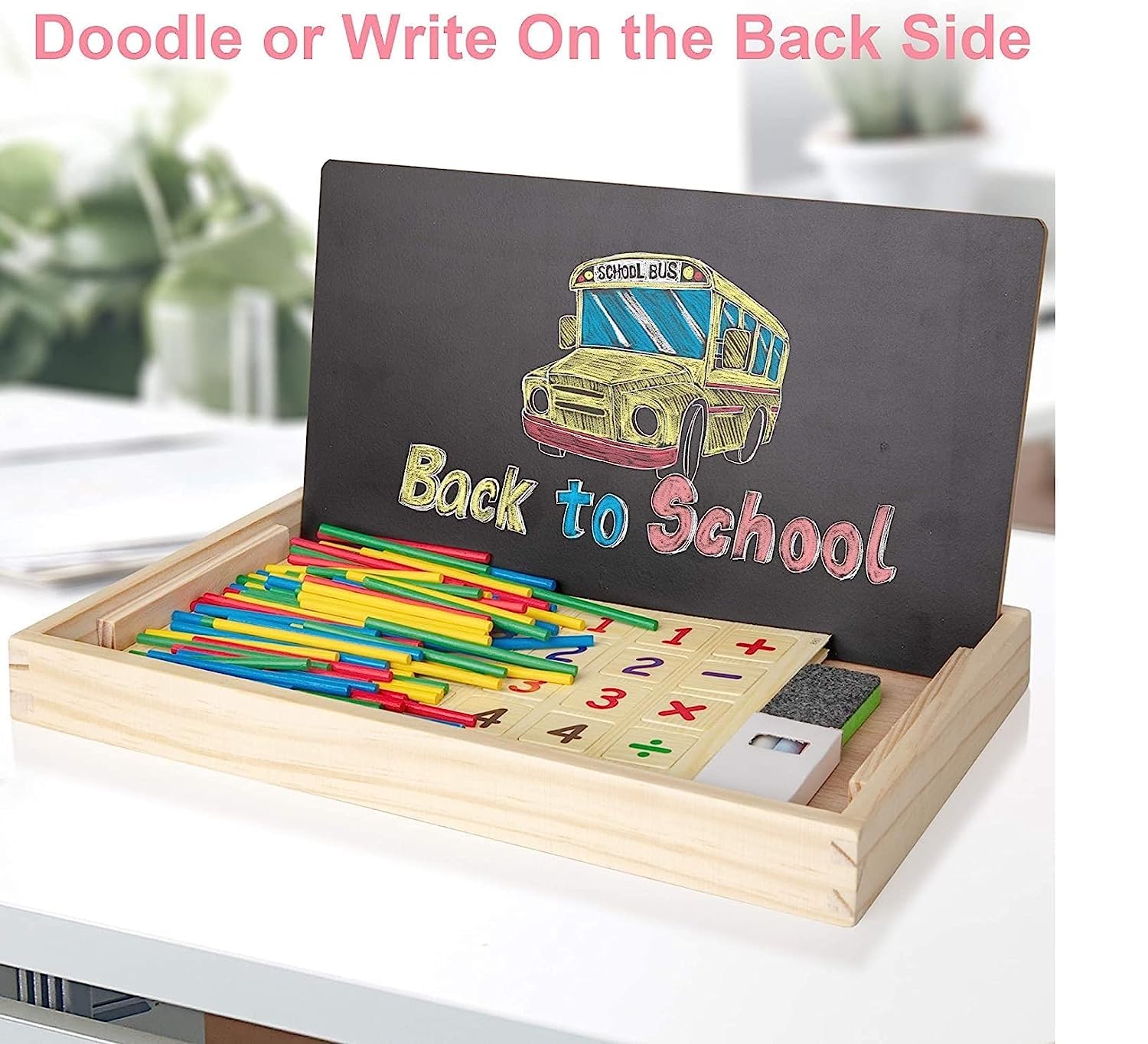 Smoneo Wooden Multi-Functional Digital Computing Learning Box with Writing Board Educational Toy for Kids Numbers Learning Toy (Random Color) 2