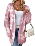Womens Long Sleeve Cardigan Sweaters Boho Floral Casual Loose Fit Oversized Open Front Knit Outerwear