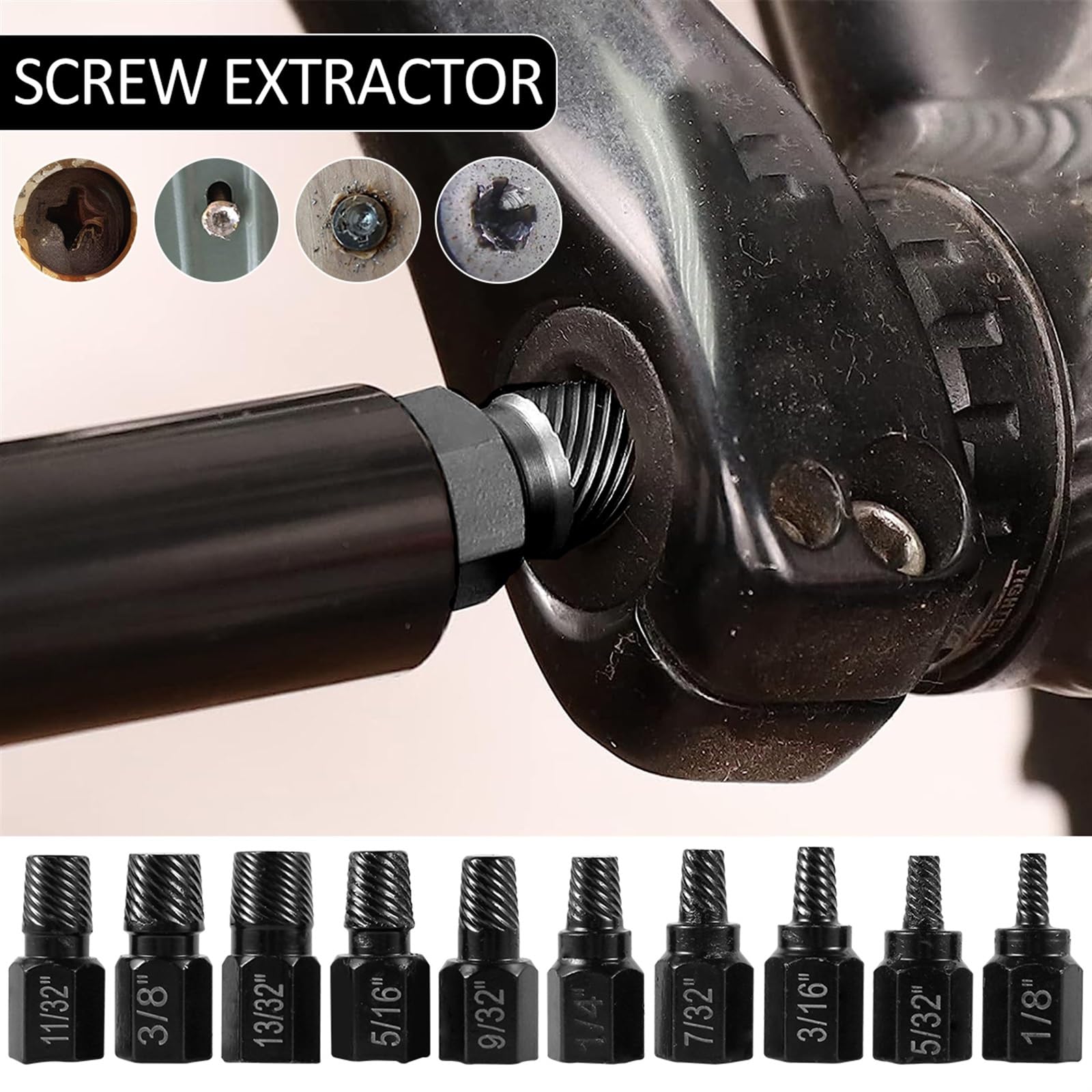 Kit de 10 Piezas de Extractor de Tornillos de aleación de Acero, Juego de Tornillos dañados, Brocas de Metal fáciles de extraer, Pernos Rotos, espárragos de múltiples estrías