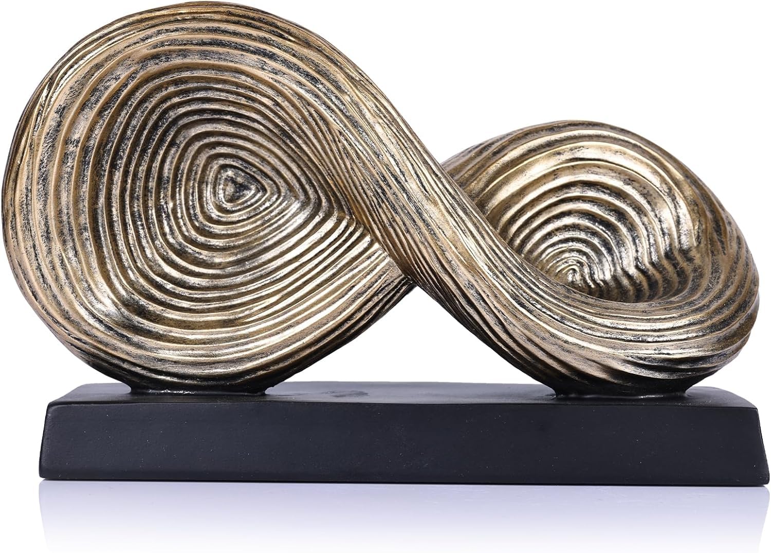 QIANLING Escultura de arte abstracto, escultura de símbolo de bucle infinito, estatua decorativa abstracta, nudo dorado para decoración del hogar, decoraciones modernas para mesa de café, entrada