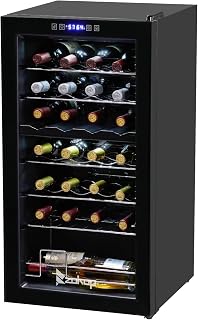 Winado 28-Bottle Dual Zone Compressor Wine Cooler, Freestanding Compact Mini Wine Fridge with Adjustable Temperature, Digital Control & Removable Shelves for Wine Storage