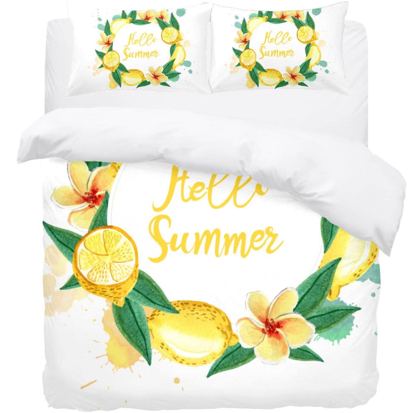 Parure de lit housse de couette 2 personnes Hello Summer fleurie