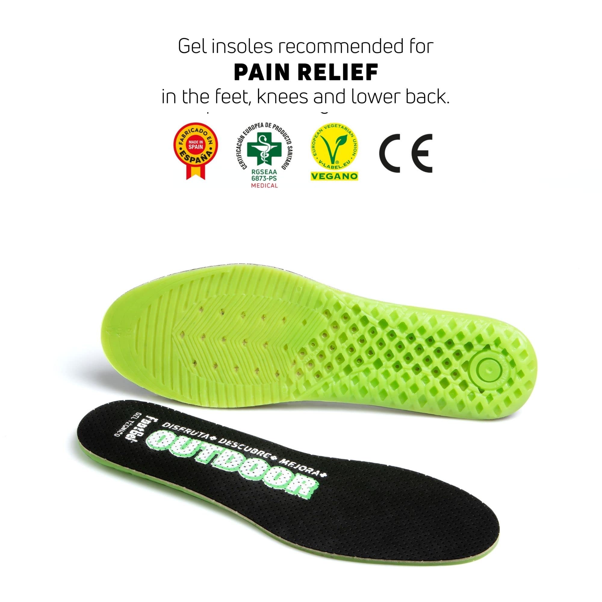 Semelle Sport Outdoor | Semelles Gel Homme/Femme Respirantes, Confortables | Stabilisatrices, Préviennent les Blessures, Douleurs aux Pieds, Genoux et Lombaires | Pointures 35 à 38