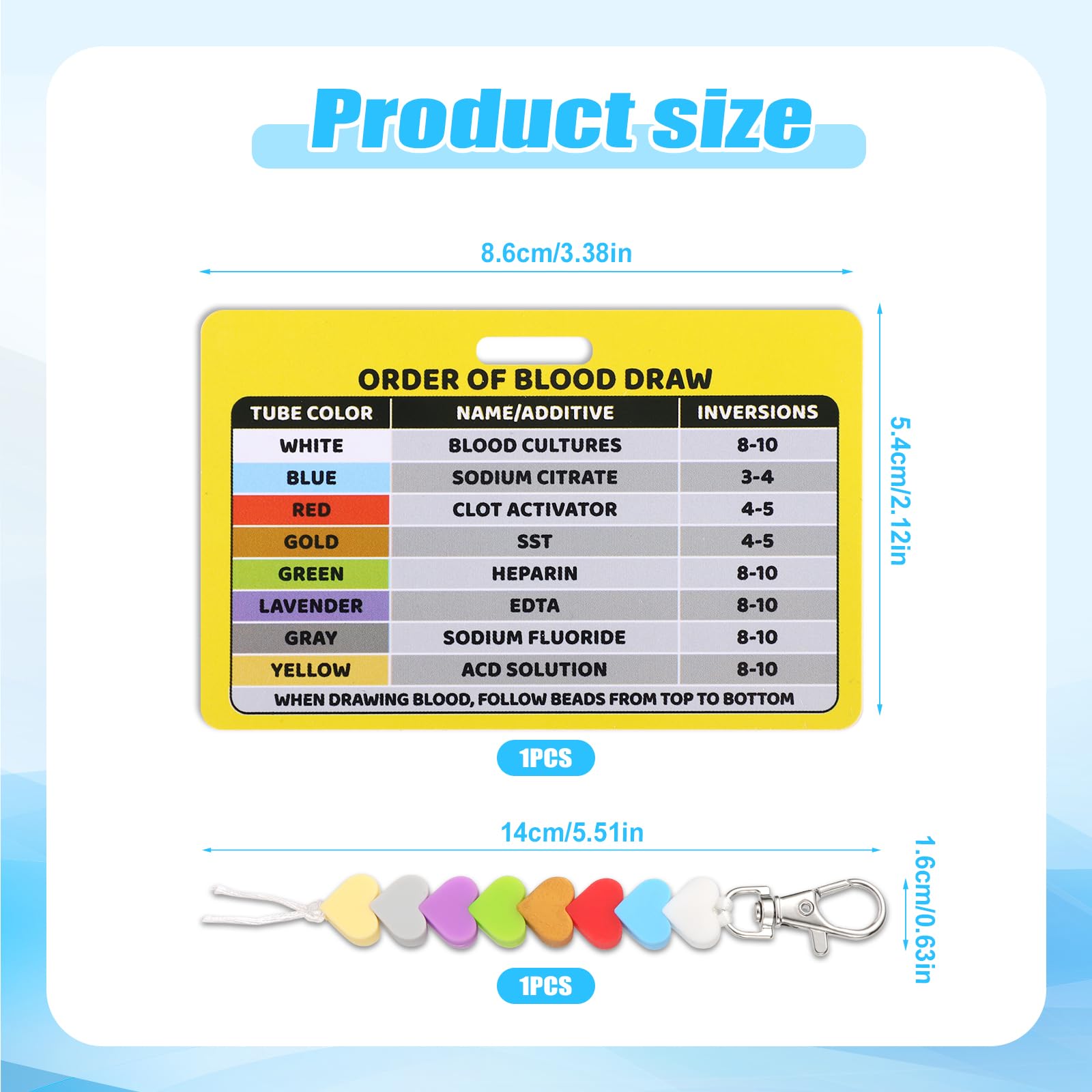Phlebotomy Badge 3pcs Order Of Blood Draw Beads And 3pcs Reference ...