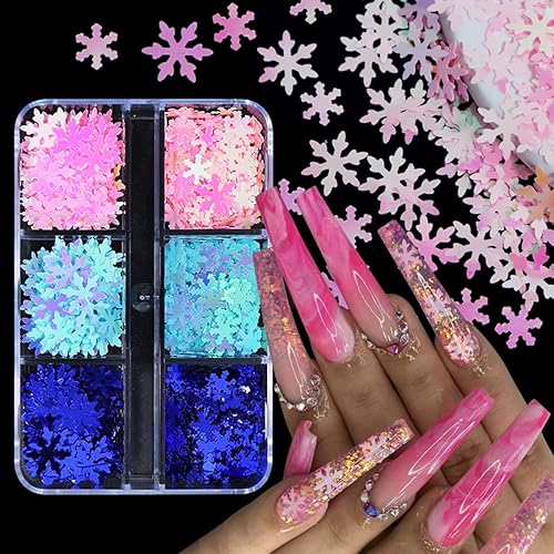 Blue Snowflakes Glitter Sequin for Nail Art Decorations, DIY Snowflake